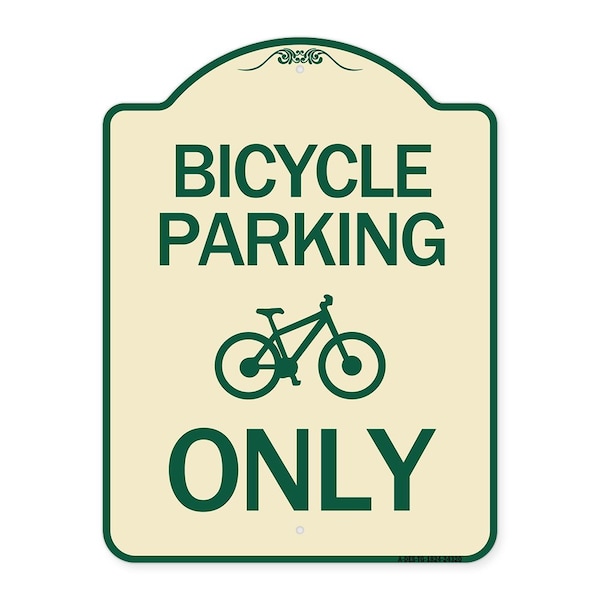 Signmission Bicycle Parking Only With Graphic Heavy-Gauge Aluminum Architectural Sign, 24" x 18", TG-1824-24320 A-DES-TG-1824-24320 - main